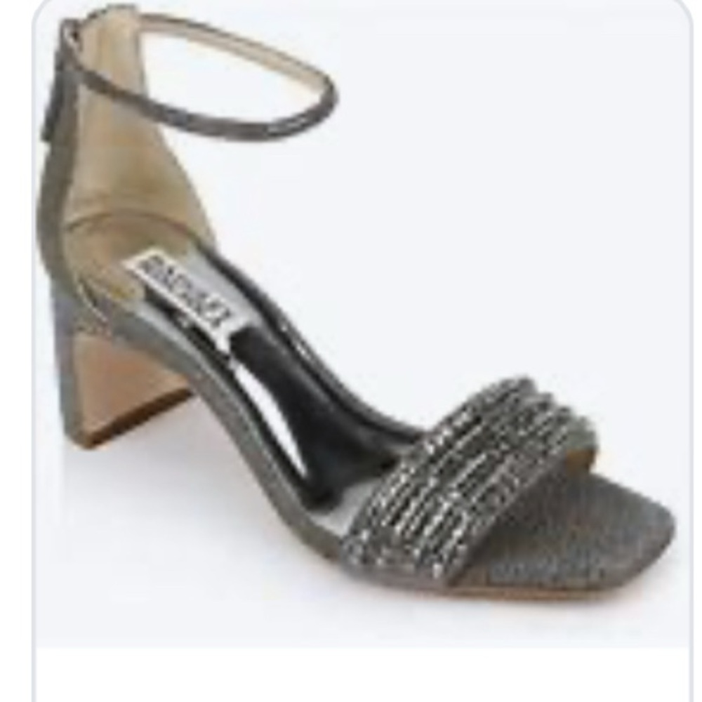 Badgley Mischka Silver Heels with Embellished Strap